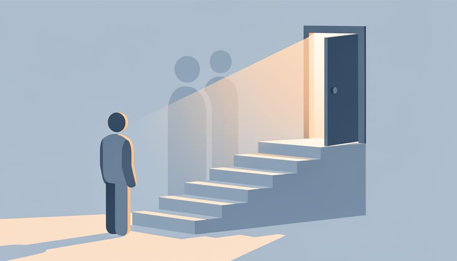 Person standing at window looking toward bright morning light